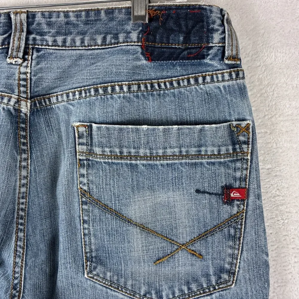 VTG Quiksilver Jeans Mens 34 Quikjean Faded Baggy Skate SoCal Surf Grunge Y2K